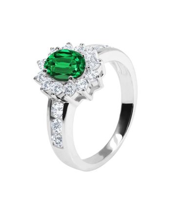 Anel Romance em Prata com Zircónia Verde