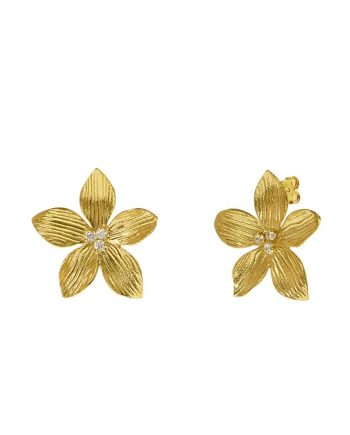 Brincos Sweet Lily em Prata Dourada com Zircónias