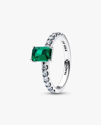 Anel Rectangular Auréola Verde Cintilante