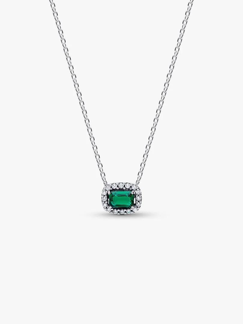 Colar Pendente Auréola Verde Cintilante Rectangular
