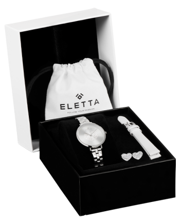 Box Relógio Mulher Hearts Silver