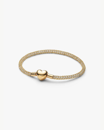 Pulseira de Malha Brilhante com Fecho Coração